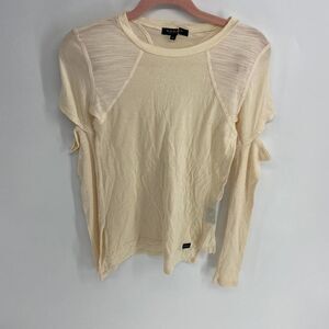 Koral cream crew neck cut short to long sleeve top womens xsmall